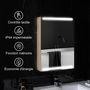 Voir la diapositive 5 : HOMCOM Armoire murale salle de bain  1 porte miroir lumineux LED intégré 50 x 70 cm 2 étagères verre effet bois