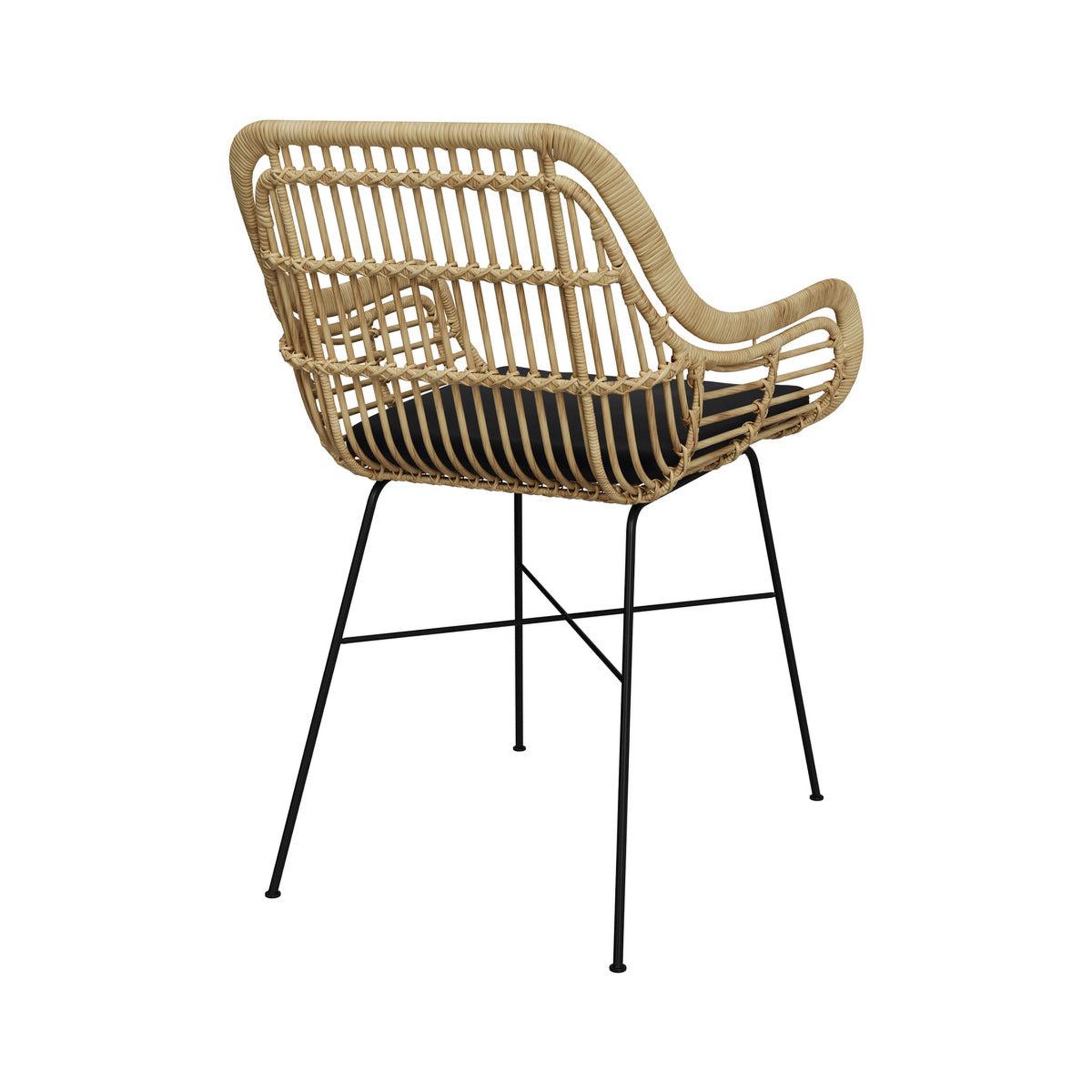 Voir la diapositive 3 : MAISON PAVANE Chaise en rotin naturel et pieds en métal noir-chiloe