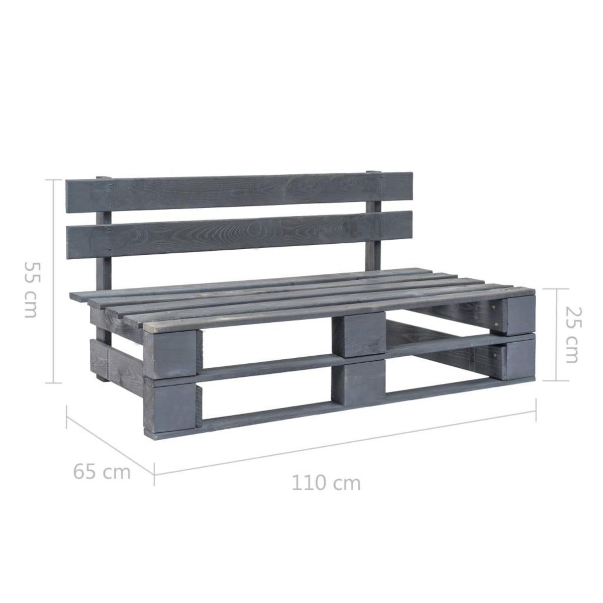 VIDAXL Banc palette de jardin bois gris