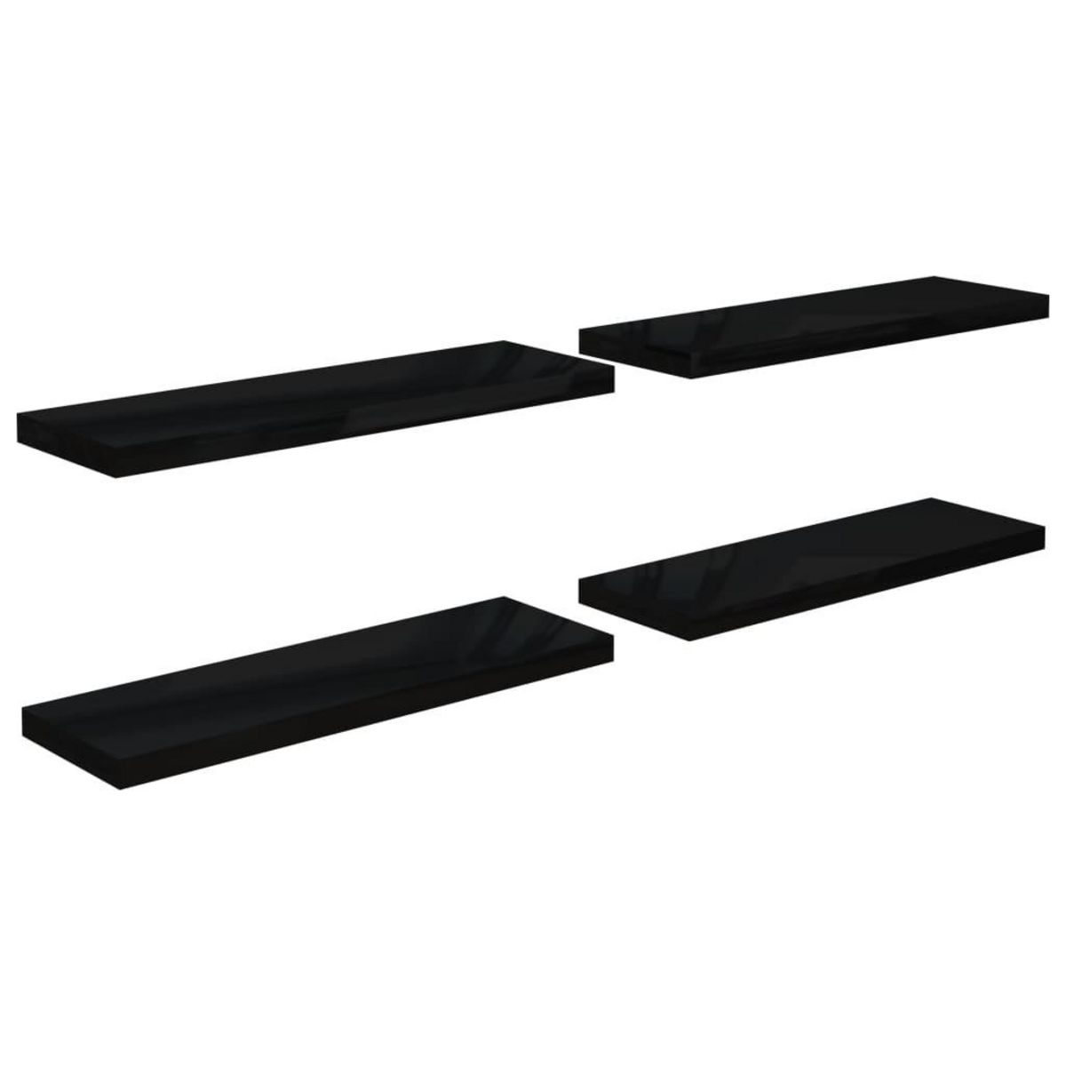 VIDAXL Etagere murale flottante 4 pcs Noir brillant 80x23,5x3,8 cm MDF