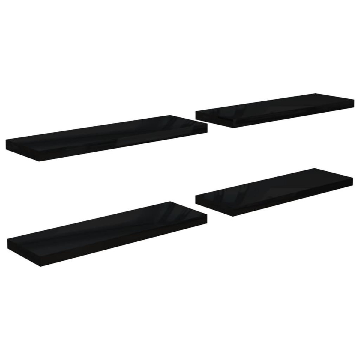 VIDAXL Etagere murale flottante 4 pcs Noir brillant 80x23,5x3,8 cm MDF