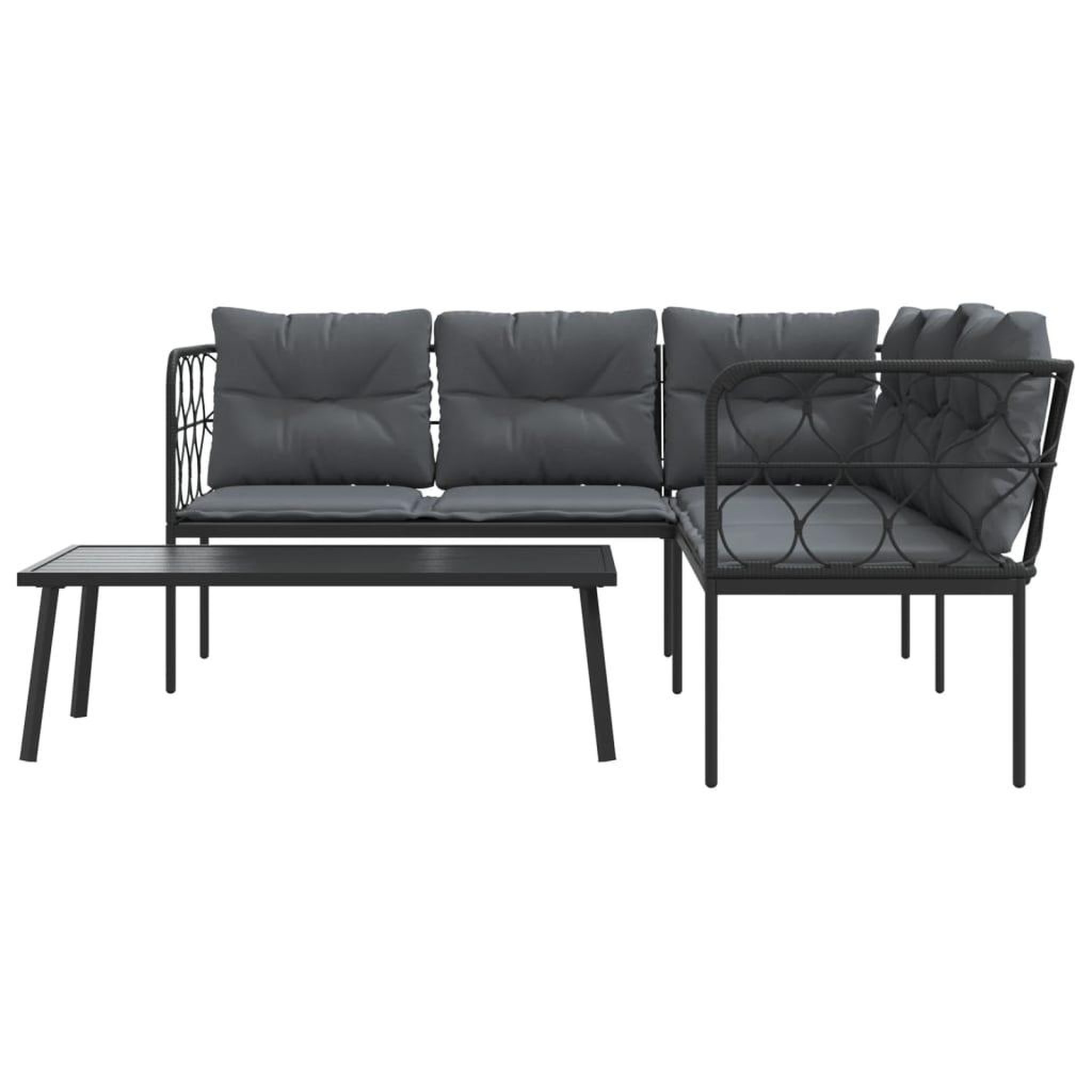 Voir la diapositive 5 : VIDAXL Ensemble de canapes de jardin et coussins noir acier textilene