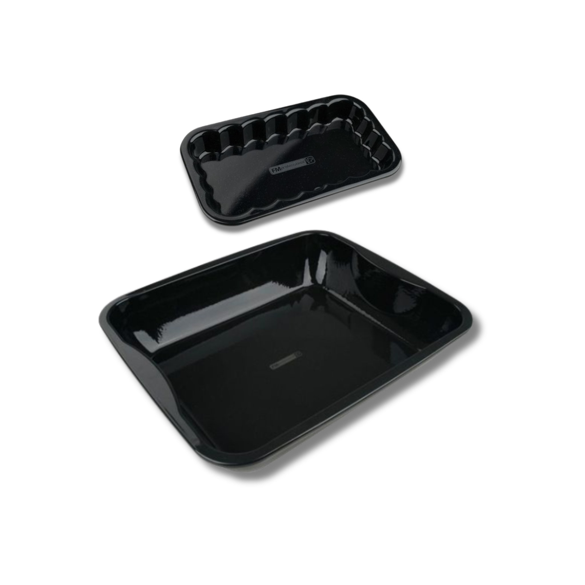 FM PROFESSIONAL Lot de 2 plats de cuisson en acier émaillé 40 x 34 cm et 21 x 12 cm fm professional barbecue