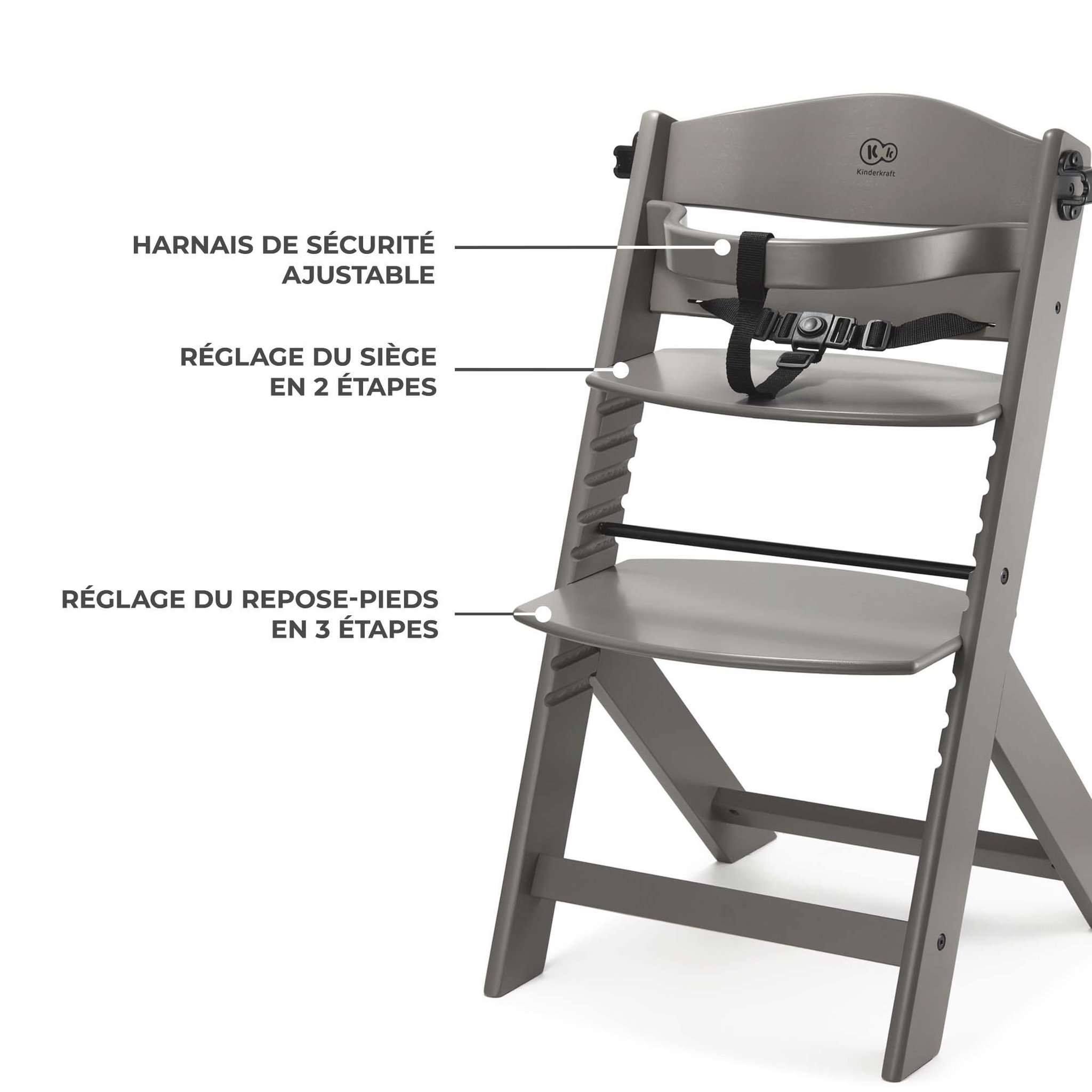 Voir la diapositive 4 : KINDERKRAFT Chaise haute bois 3 en 1 reglable avec harnais