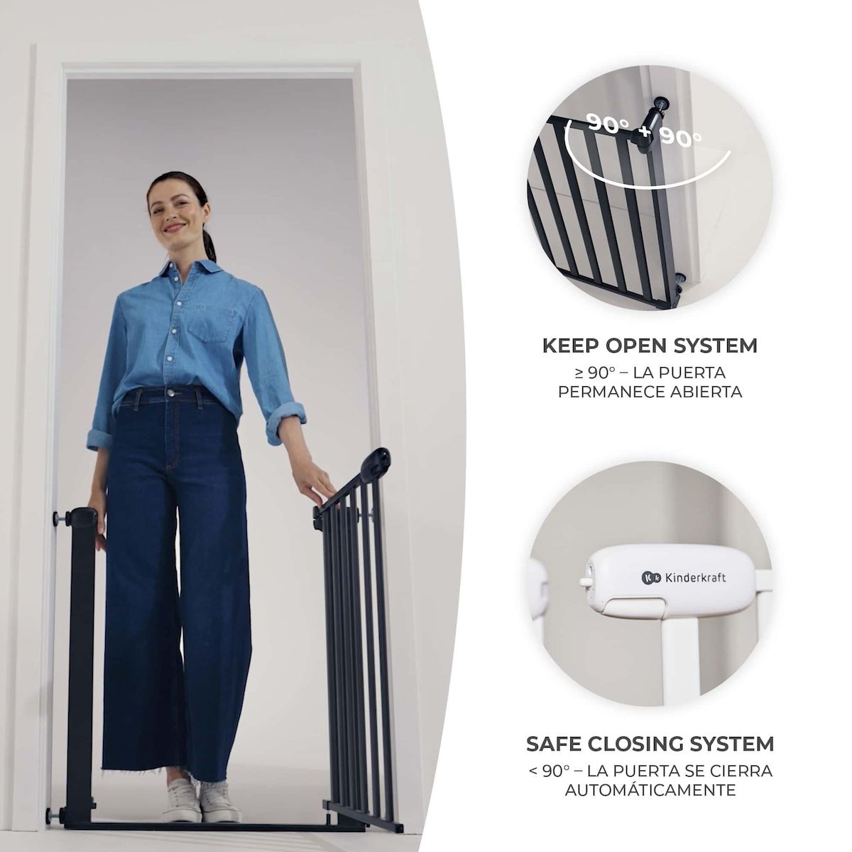 KINDERKRAFT Barriere de securite sans percage ouverture jusqua 90 degres