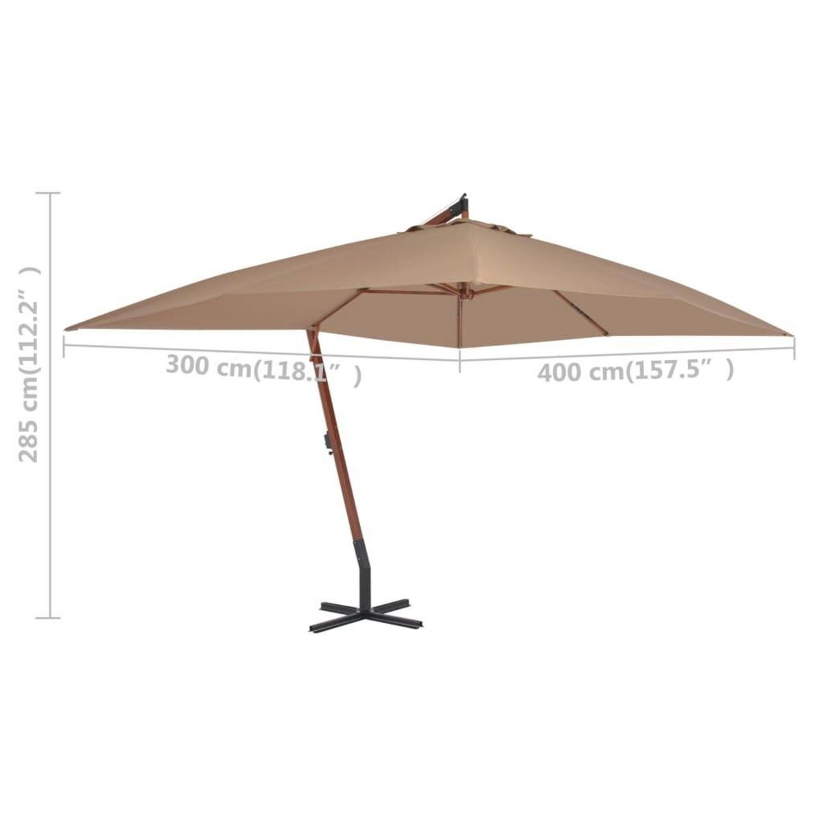 VIDAXL Parasol de jardin en porte-a-faux avec mat en bois taupe