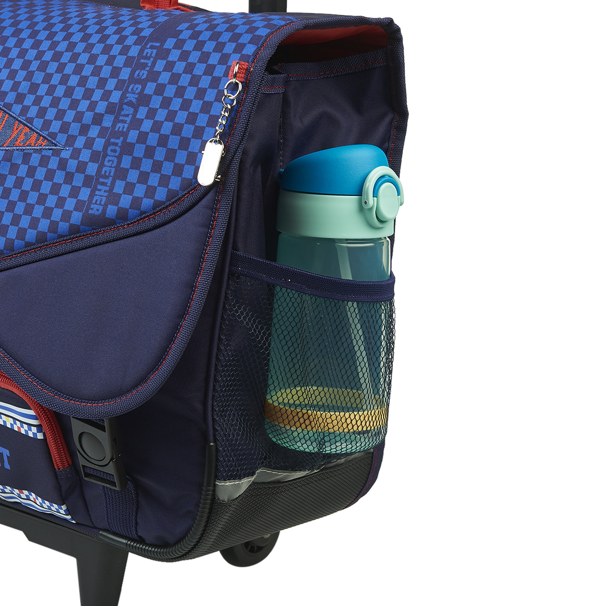 Voir la diapositive 3 : AUCHAN Cartable à roulettes bleu SKATE avec leds