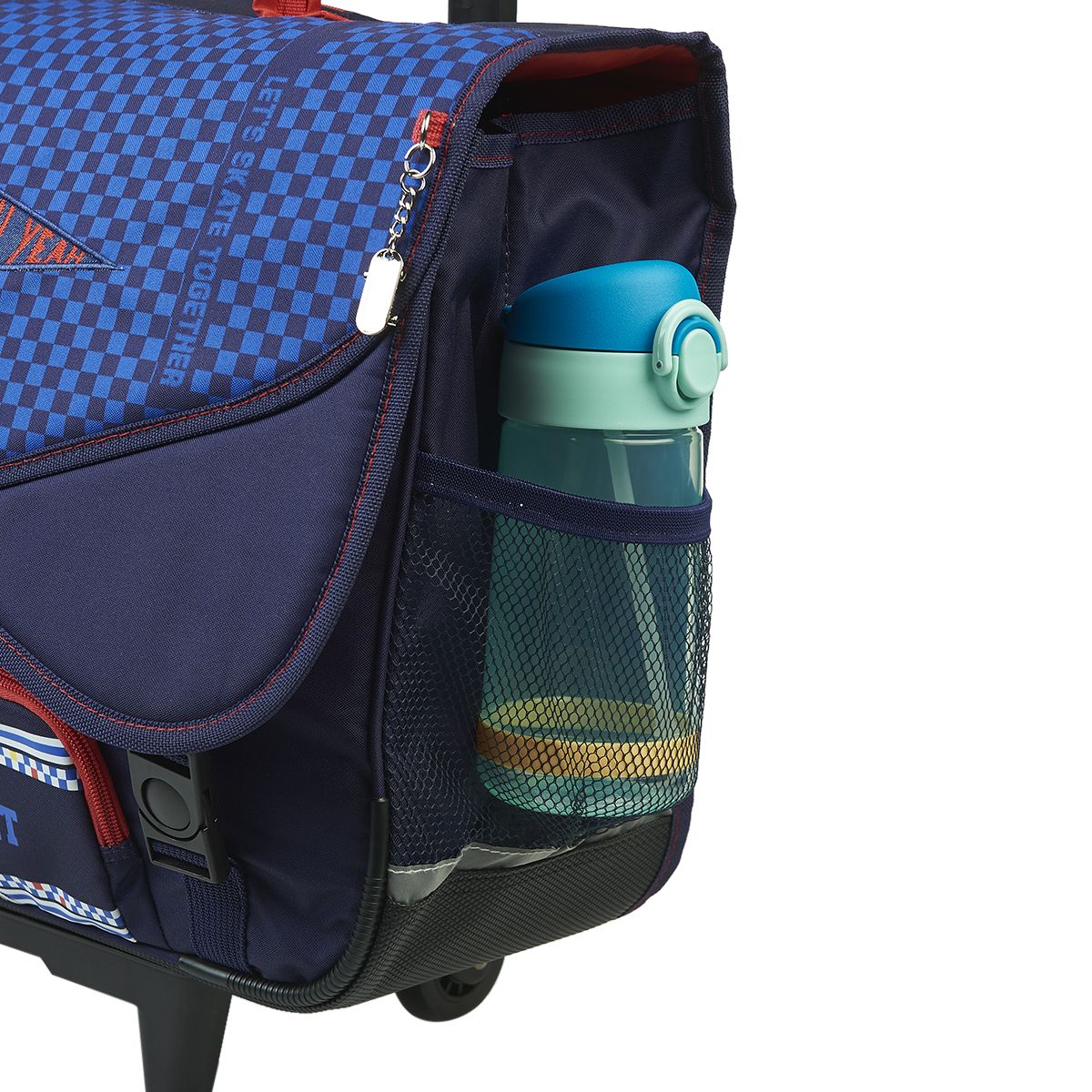 AUCHAN Cartable à roulettes bleu SKATE avec leds