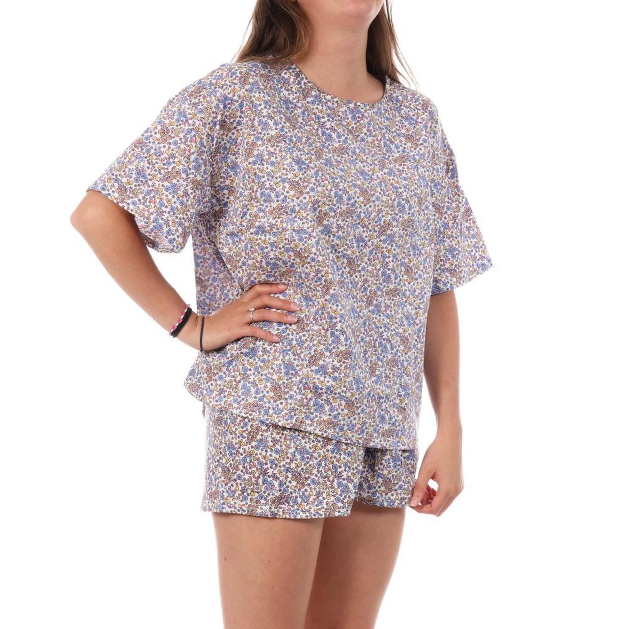 Voir la diapositive 1 : Lulu Castagnette Pyjama Blanc/Rouge/Bleu Femme Lulu Castagnette Fleurs