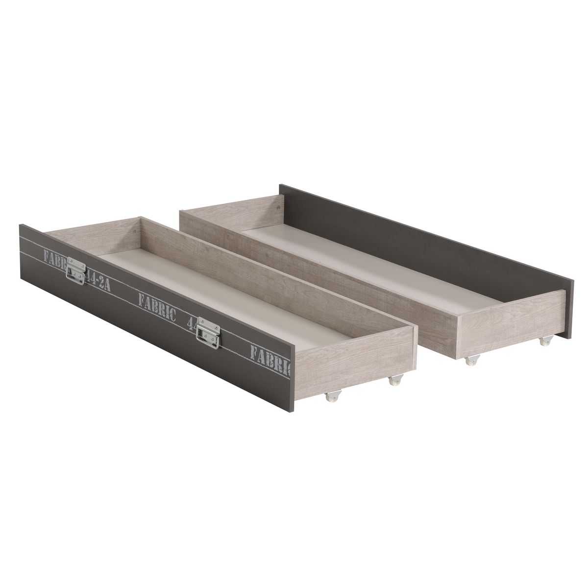 Lot de 2 tiroirs pour lit style industriel 90x190cm  LOFTY