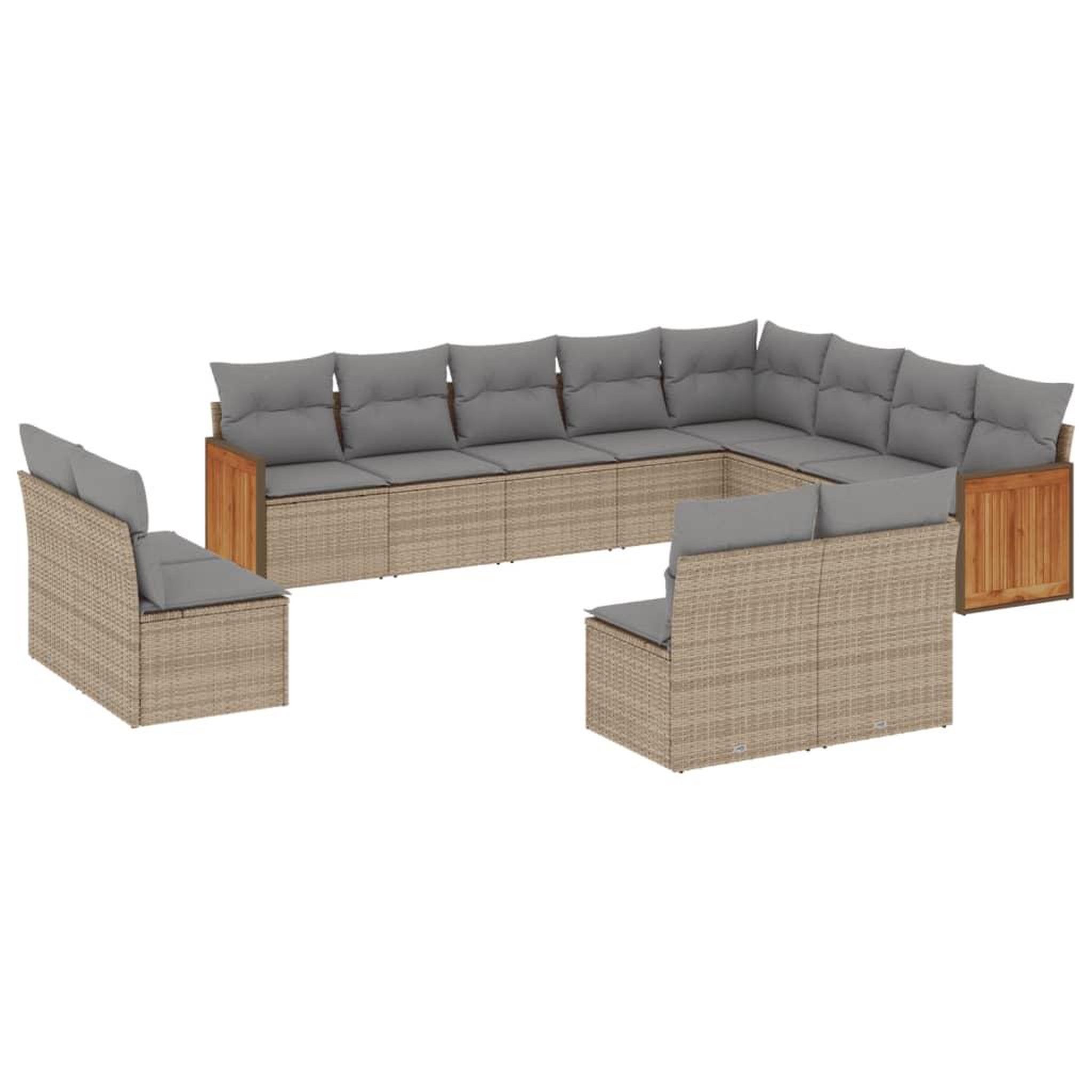 Voir la diapositive 2 : VIDAXL Salon de jardin avec coussins 12 pcs beige resine tressee
