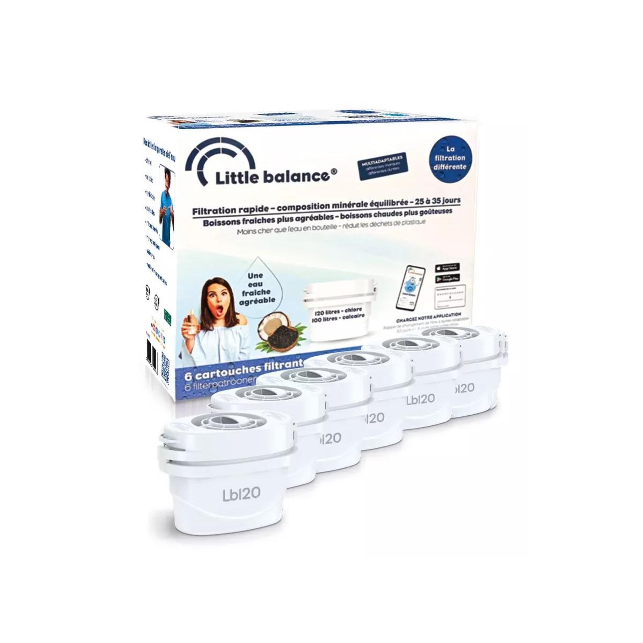 LITTLE BALANCE Pack de 6 cartouches maxtra pour carafe - 8589