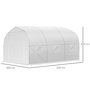 Voir la diapositive 3 : OUTSUNNY Serre tunnel de jardin dim. 3,5L x 3l x 2H m porte + 6 fenêtres enroulables acier galvanisé bâche PE haute densité blanc