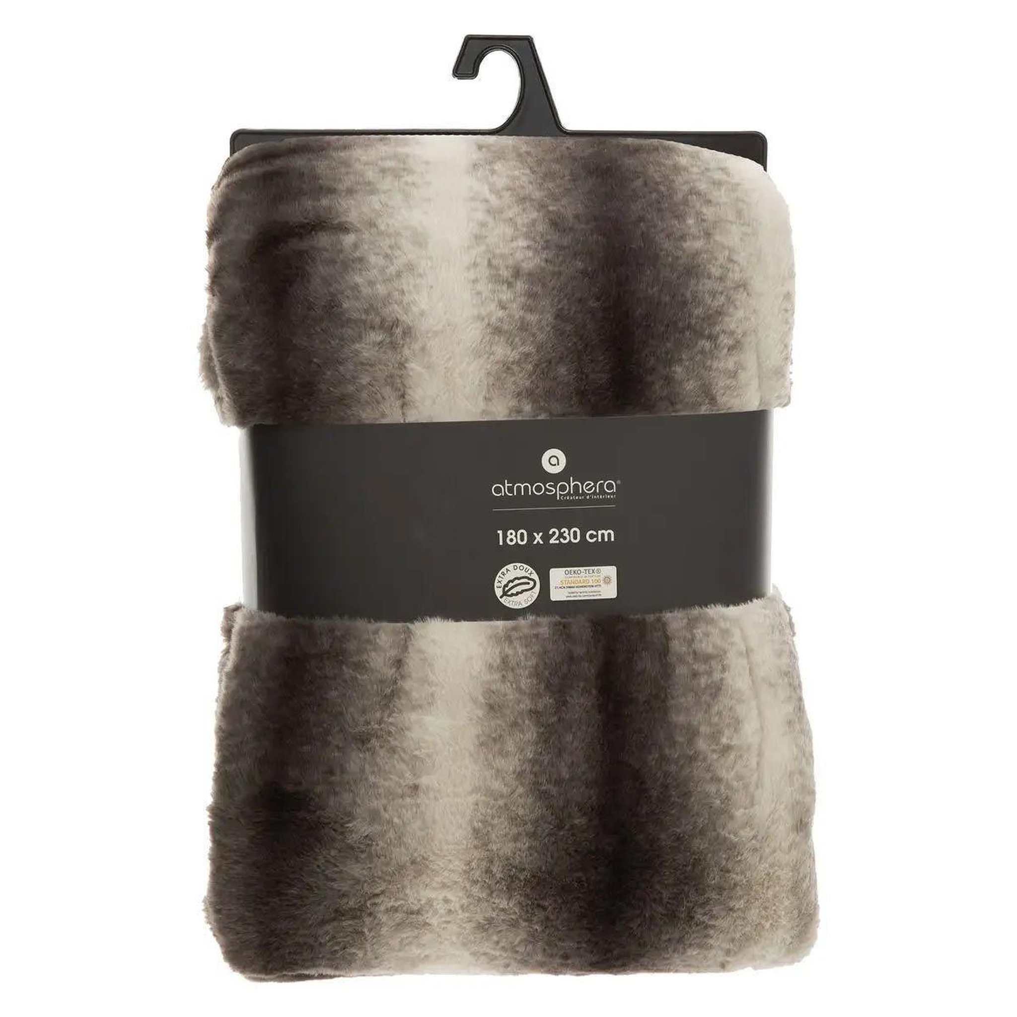 Voir la diapositive 4 : ATMOSPHERA Plaid imitation fourrure  grizzli  180x230cm gris