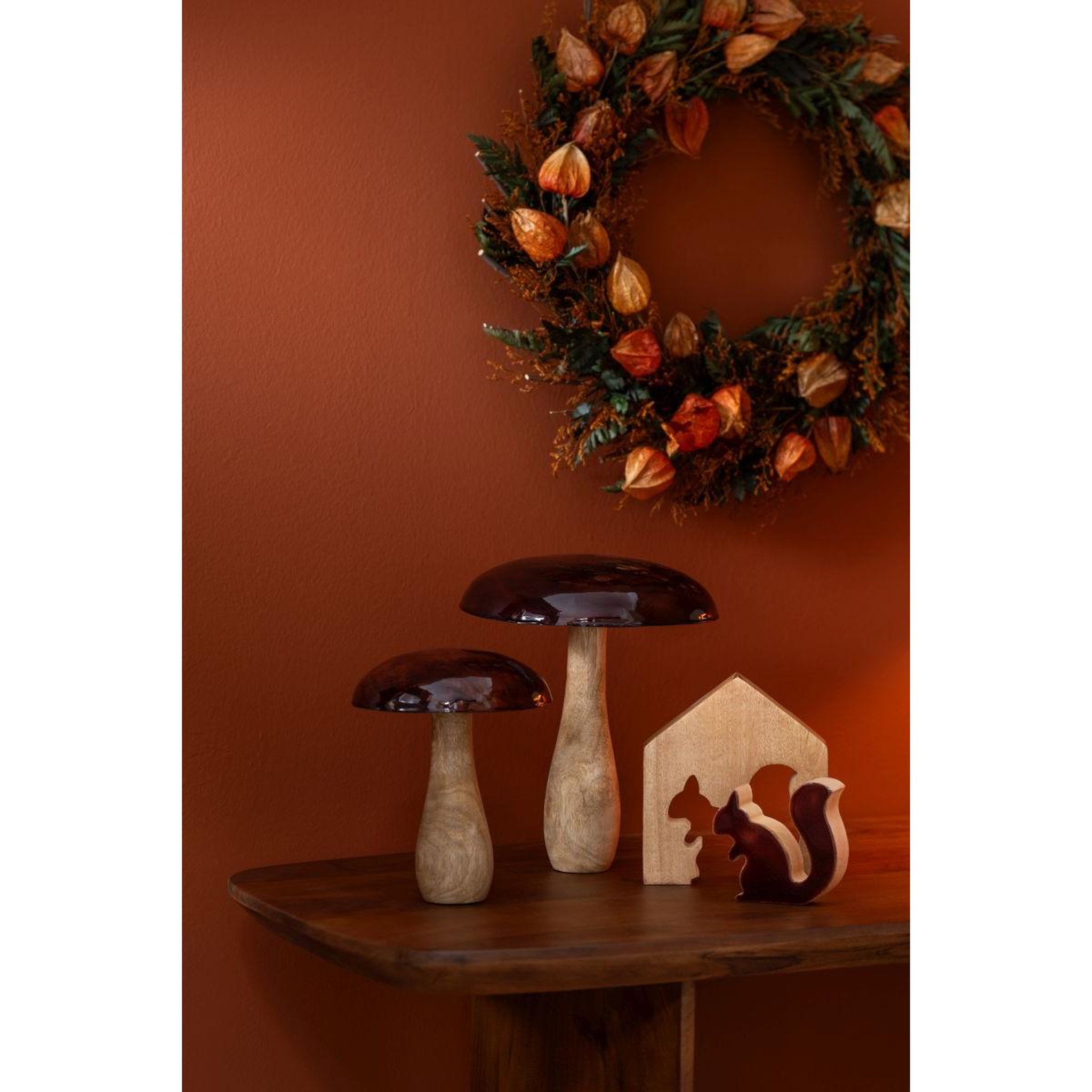 Voir la diapositive 3 : J-LINE Champignon déco en bois  brillant  23cm naturel