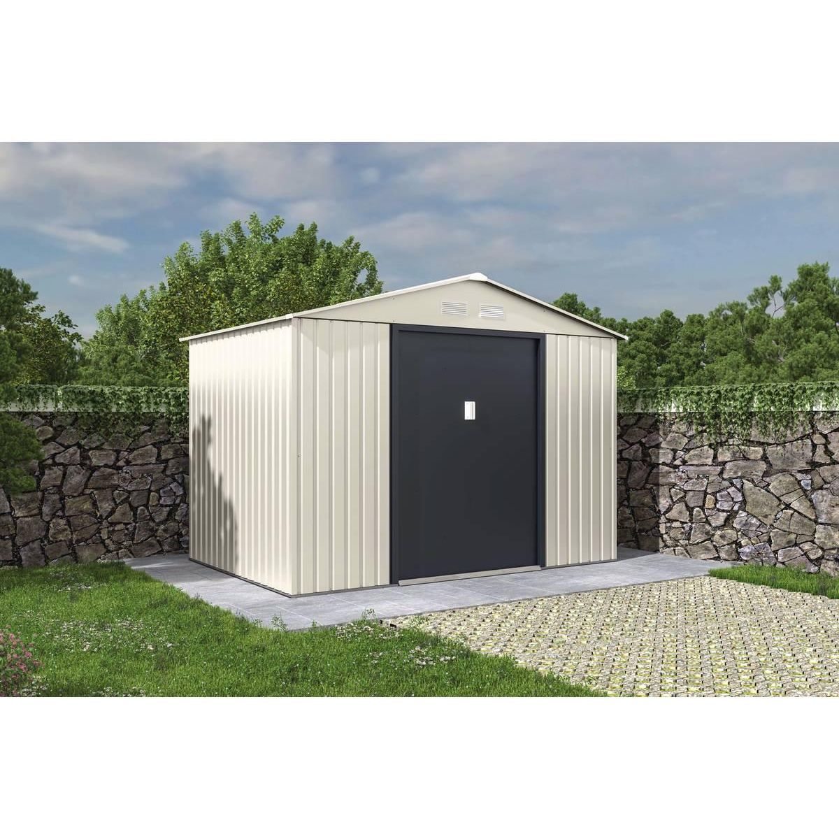 Habitat et Jardin Abri de jardin métal  Nebraska  - 5,29 m2 (4,83 m2 au sol) - Beige