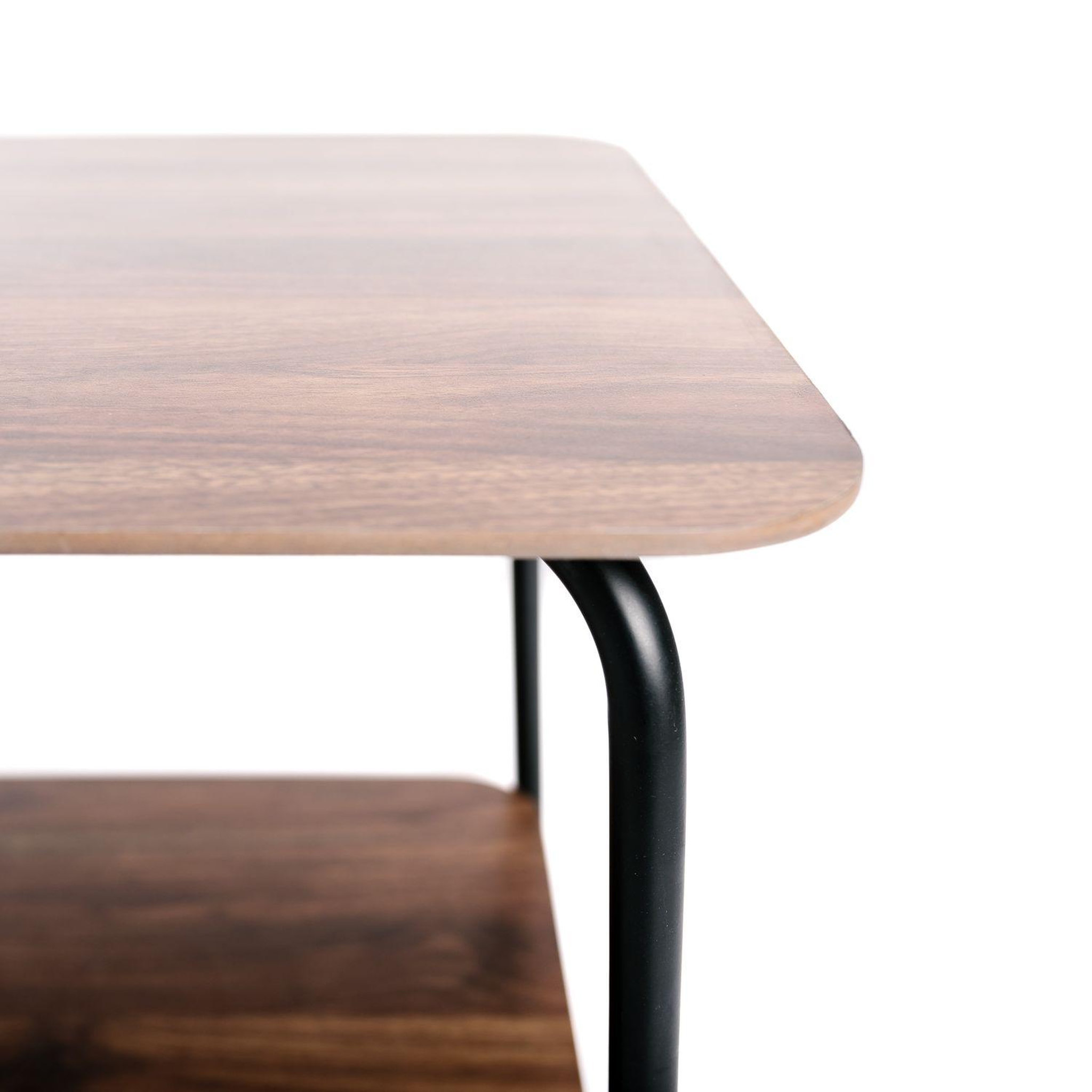 Voir la diapositive 2 : KB8 Table d'appoint en métal et mdf avec 1 étagère - marron et noir