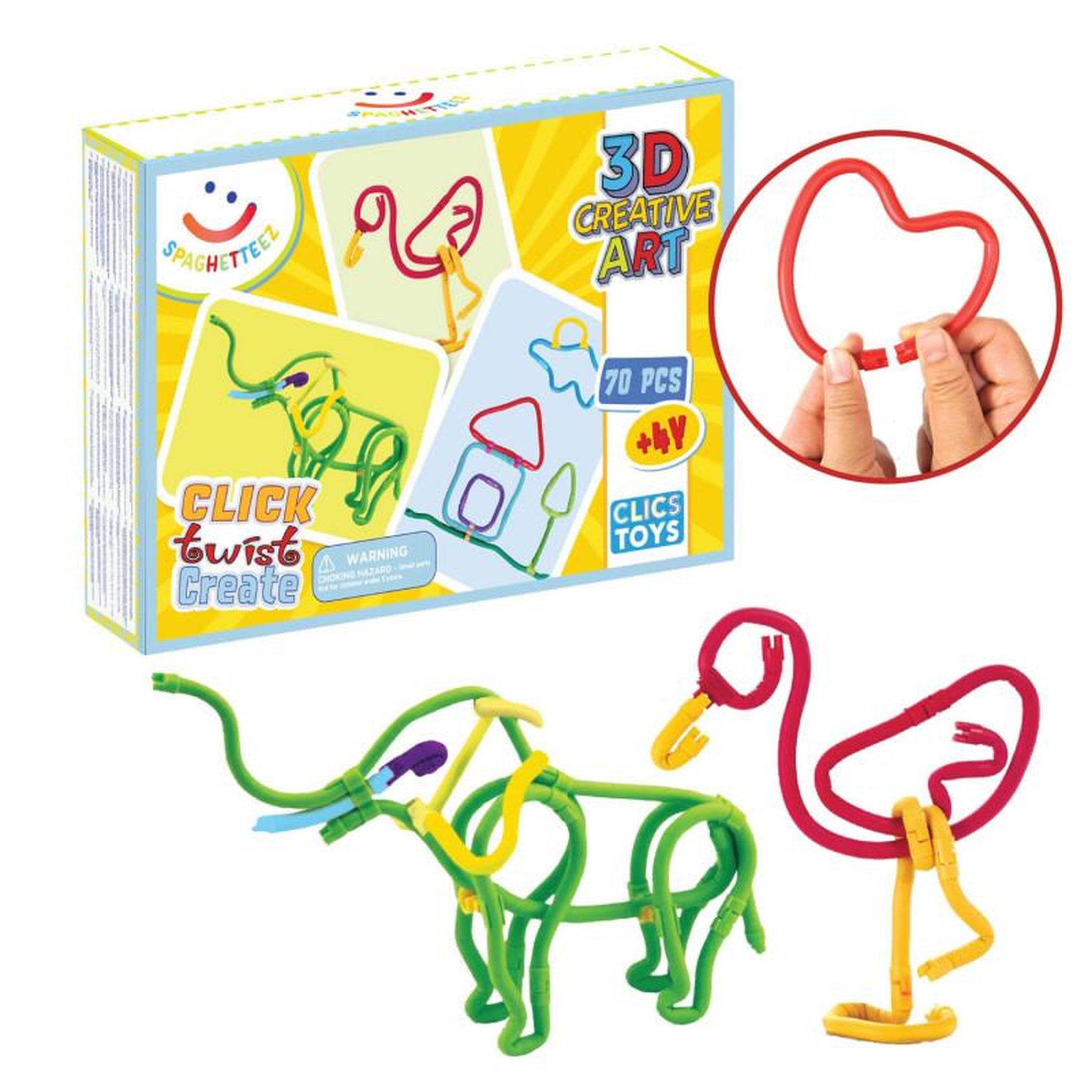 CLICS Clics - Spaghetteez 3D Art Flexible Building Sticks, 70pcs. 101001
