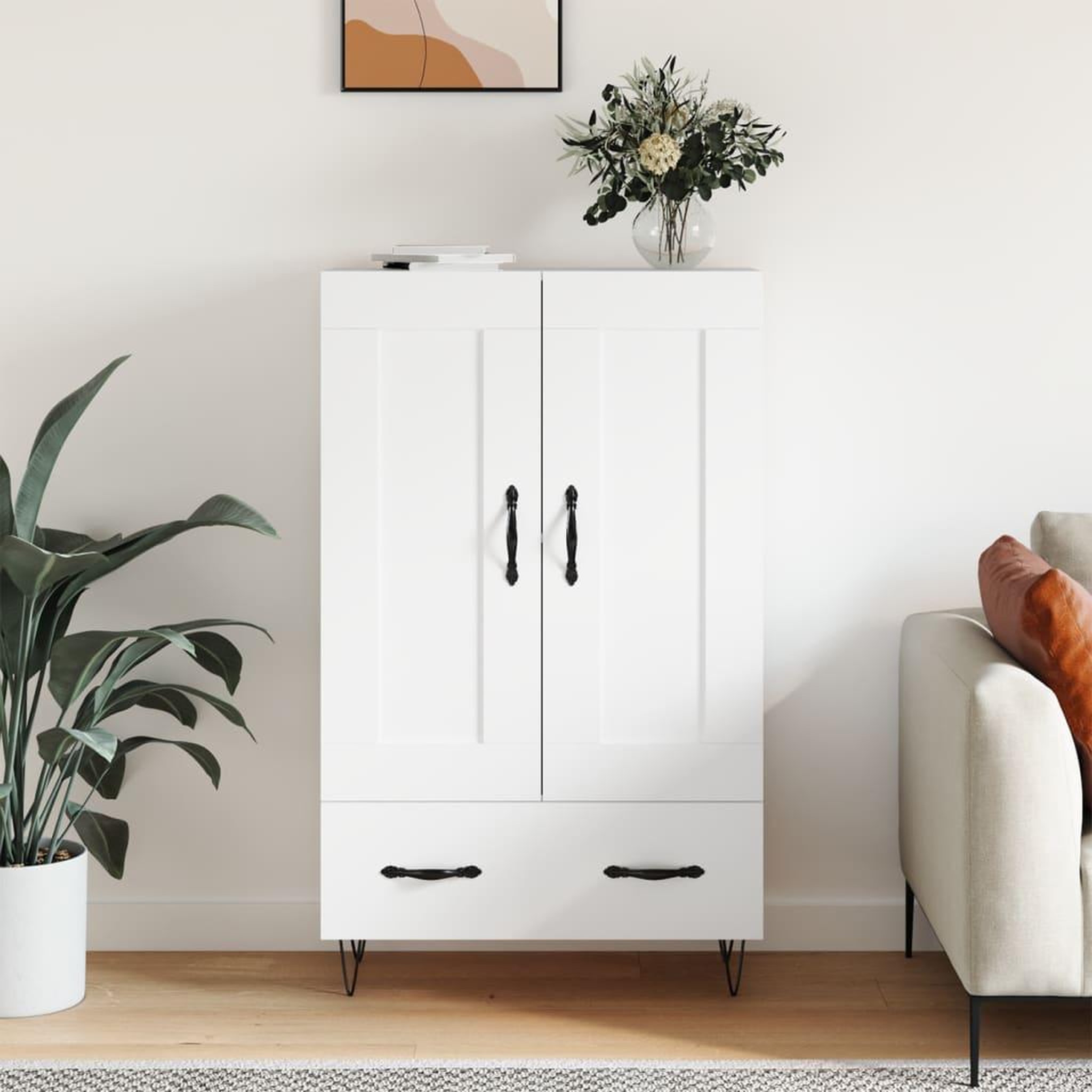 Voir la diapositive 1 : VIDAXL Buffet haut blanc 69,5x31x115 cm bois d'ingenierie