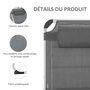 Voir la diapositive 5 : OUTSUNNY Bain de soleil transat pliable dossier réglable multi-positions matelassage tétière alu textilène gris