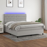 VIDAXL Sommier a lattes de lit et matelas et LED Gris clair 180x200 cm