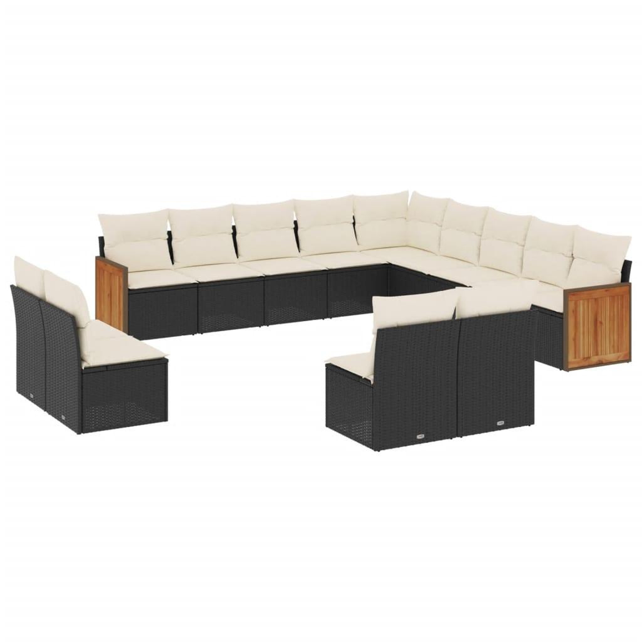 Voir la diapositive 2 : VIDAXL Salon de jardin avec coussins 13 pcs noir resine tressee