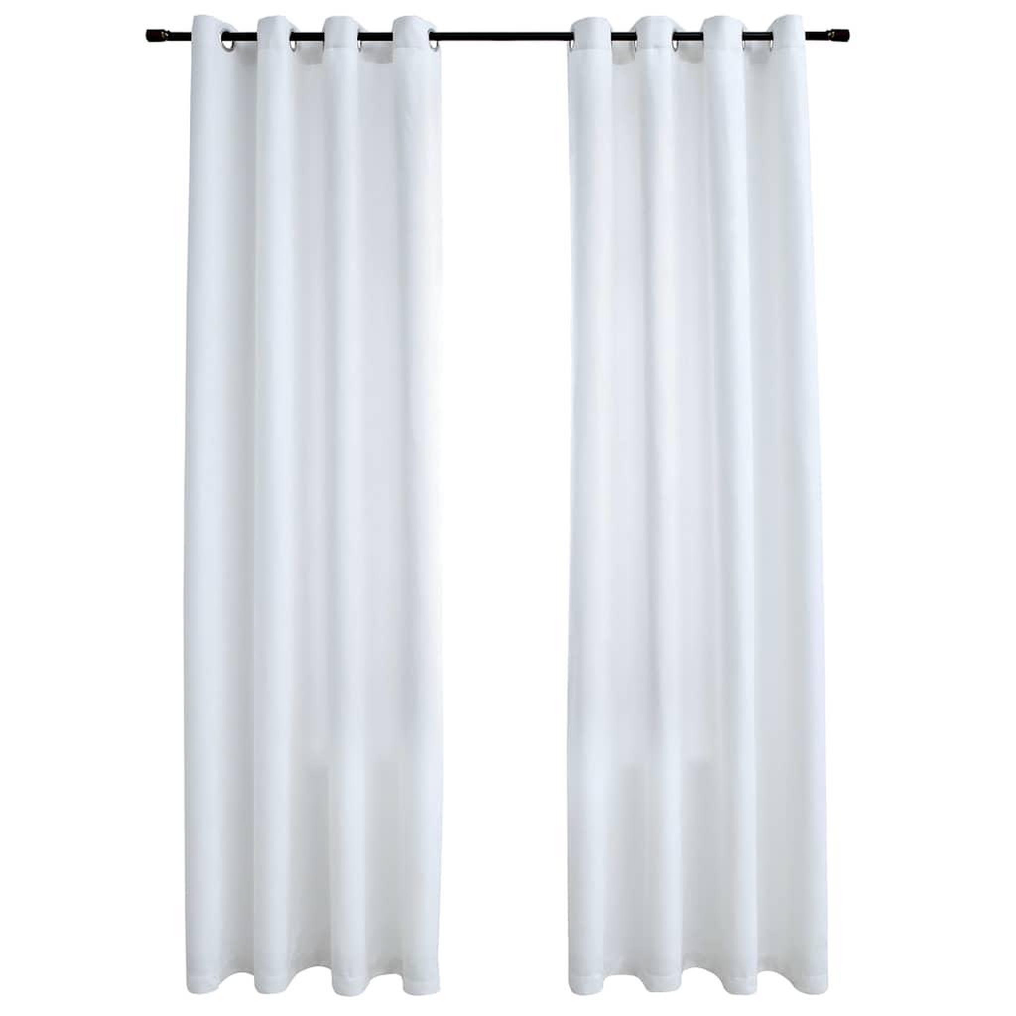 Voir la diapositive 2 : VIDAXL Rideau occultant et anneaux en metal 2pcs Blanc casse 140x225cm
