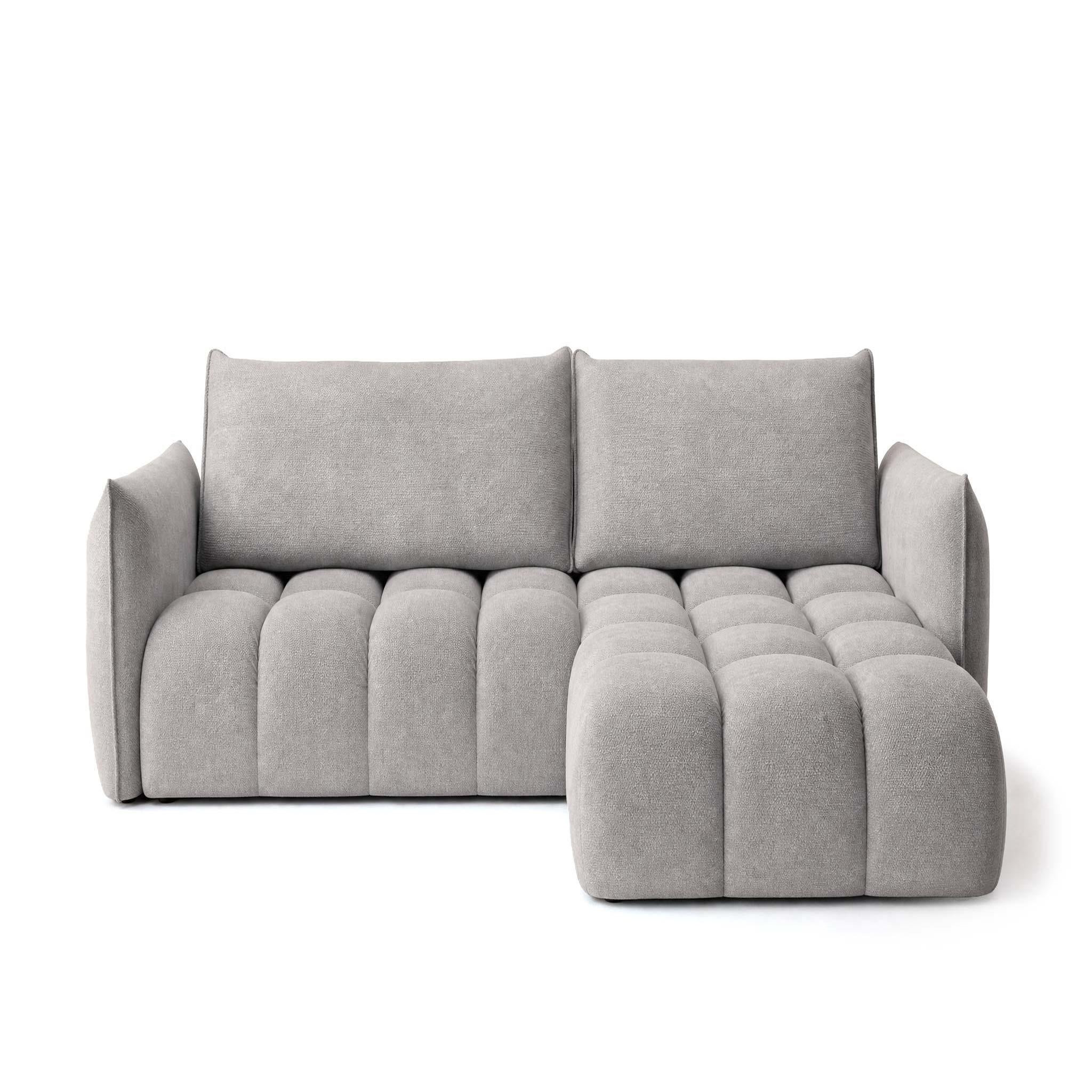 Voir la diapositive 1 : BEST MOBILIER Ambroise - canapé d'angle droit 4 places convertible avec coffre en velours texturé