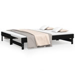 VIDAXL Lit coulissant sans matelas noir 2x(75x190) cm