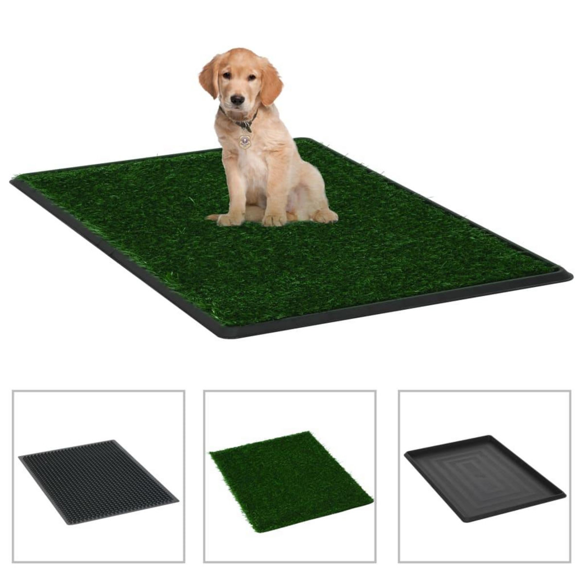 VIDAXL Tapis pour animaux 2 pcs avec plateau et gazon artificiel Vert