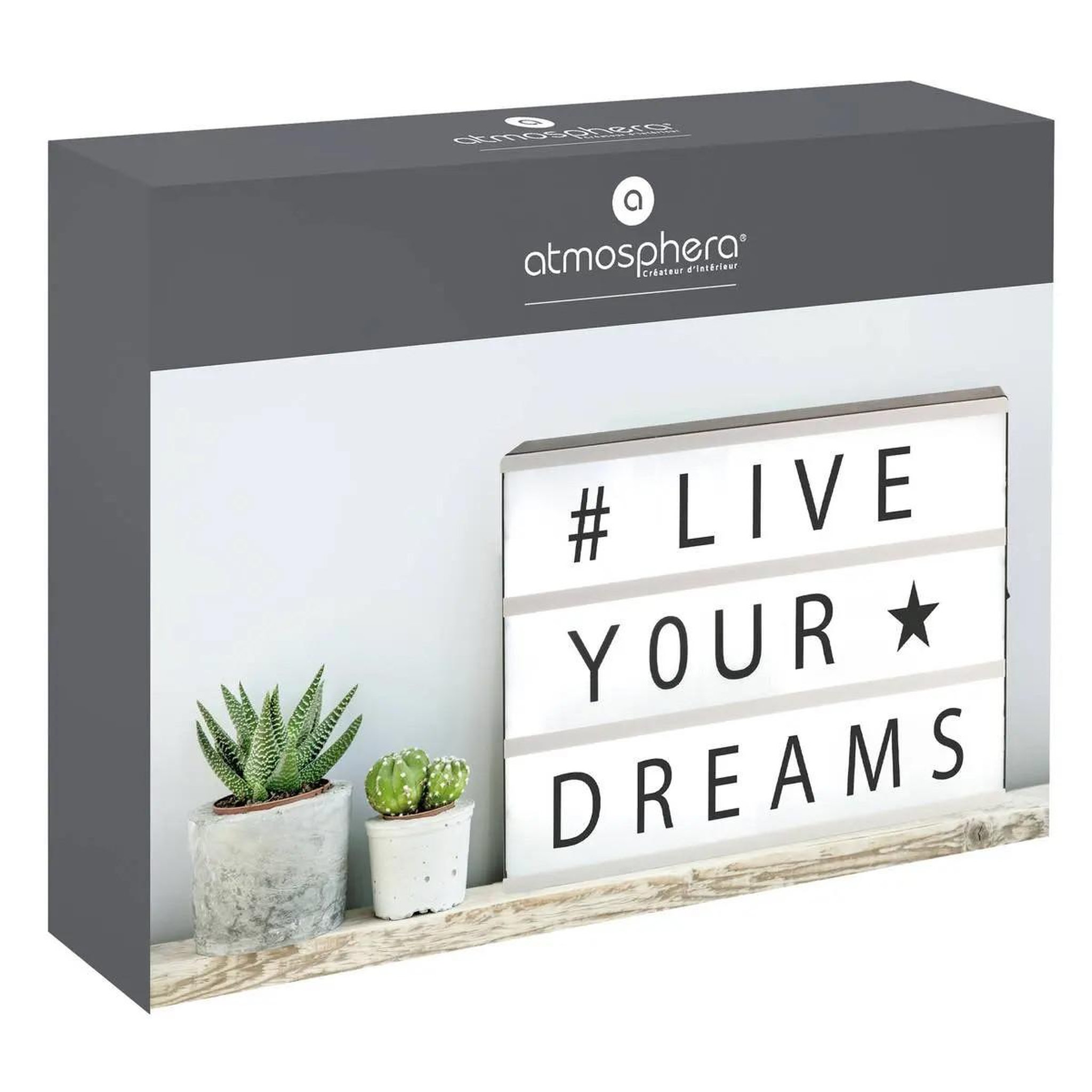 Voir la diapositive 4 : ATMOSPHERA Boîte à message lumineuse  cinéma  30cm noir