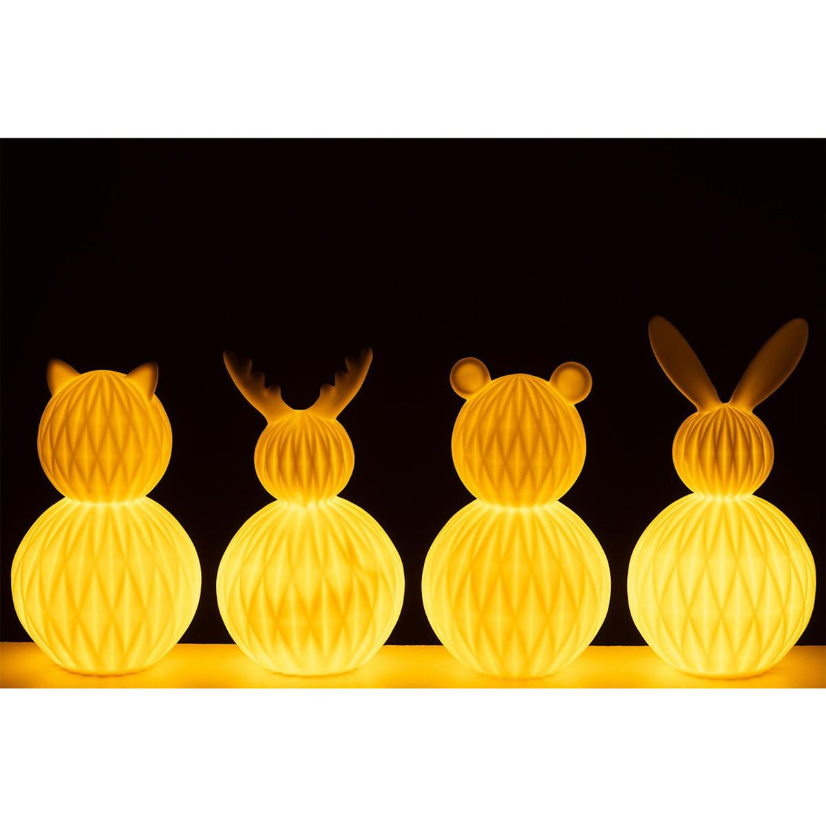 Paris Prix Lampe à Poser LED en Porcelaine  Ours  22cm Blanc