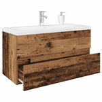 VIDAXL Meuble lavabo avec bassin et robinet integres vieux bois