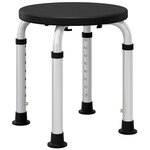 HOMCOM Tabouret de douche réglable en hauteur siège de douche ergonomique pieds antidérapants charge max. 136 Kg alu HDPE noir