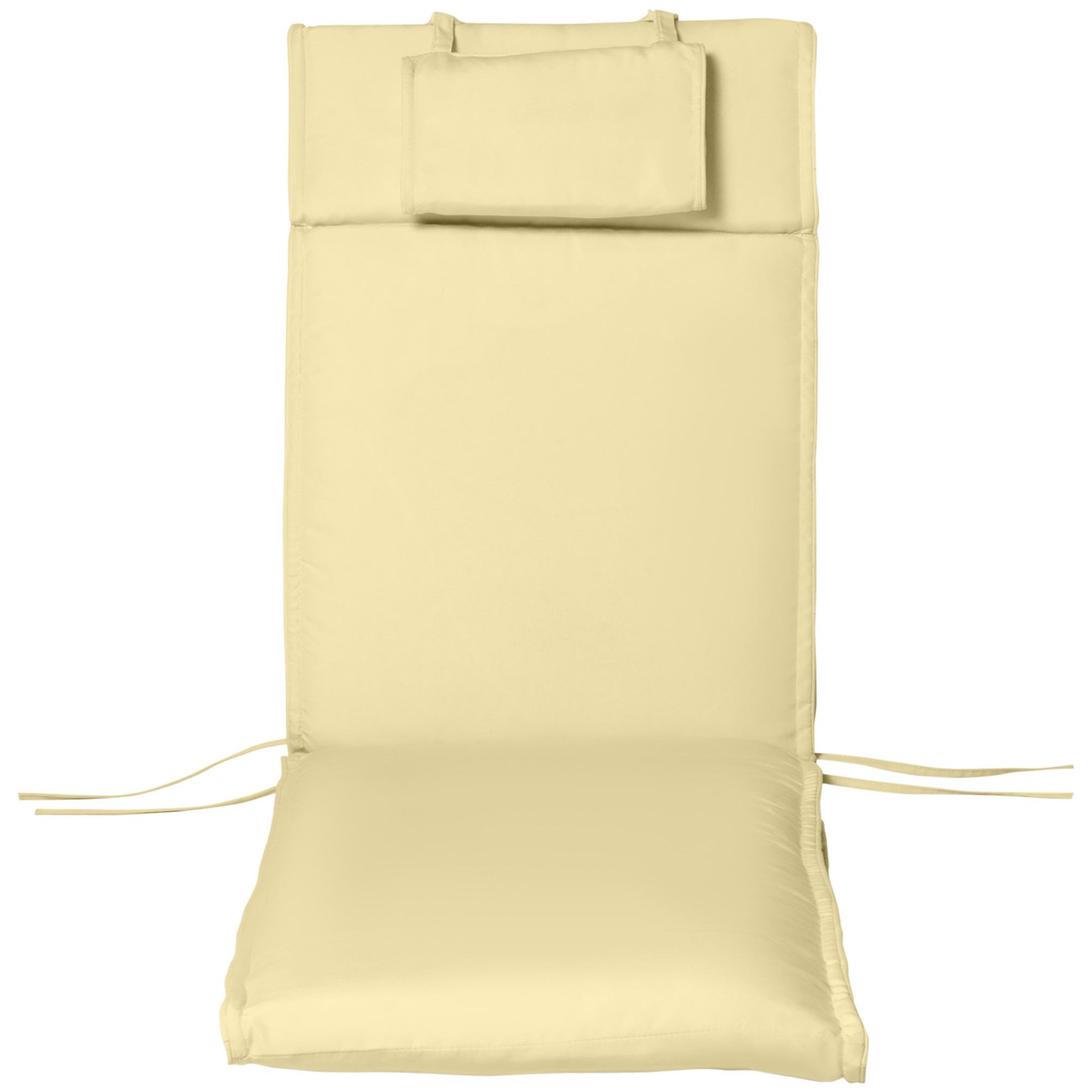 Voir la diapositive 4 : OUTSUNNY Matelas bain de soleil déhoussable - coussin de transat - matelas de chaise longue - 198 x 53 x 5 cm - tissu sable