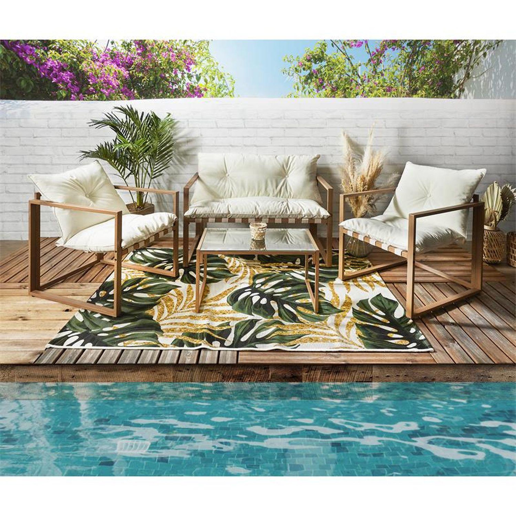 Voir la diapositive 2 : The Home Deco Factory Salon de jardin halden - blanc et marron