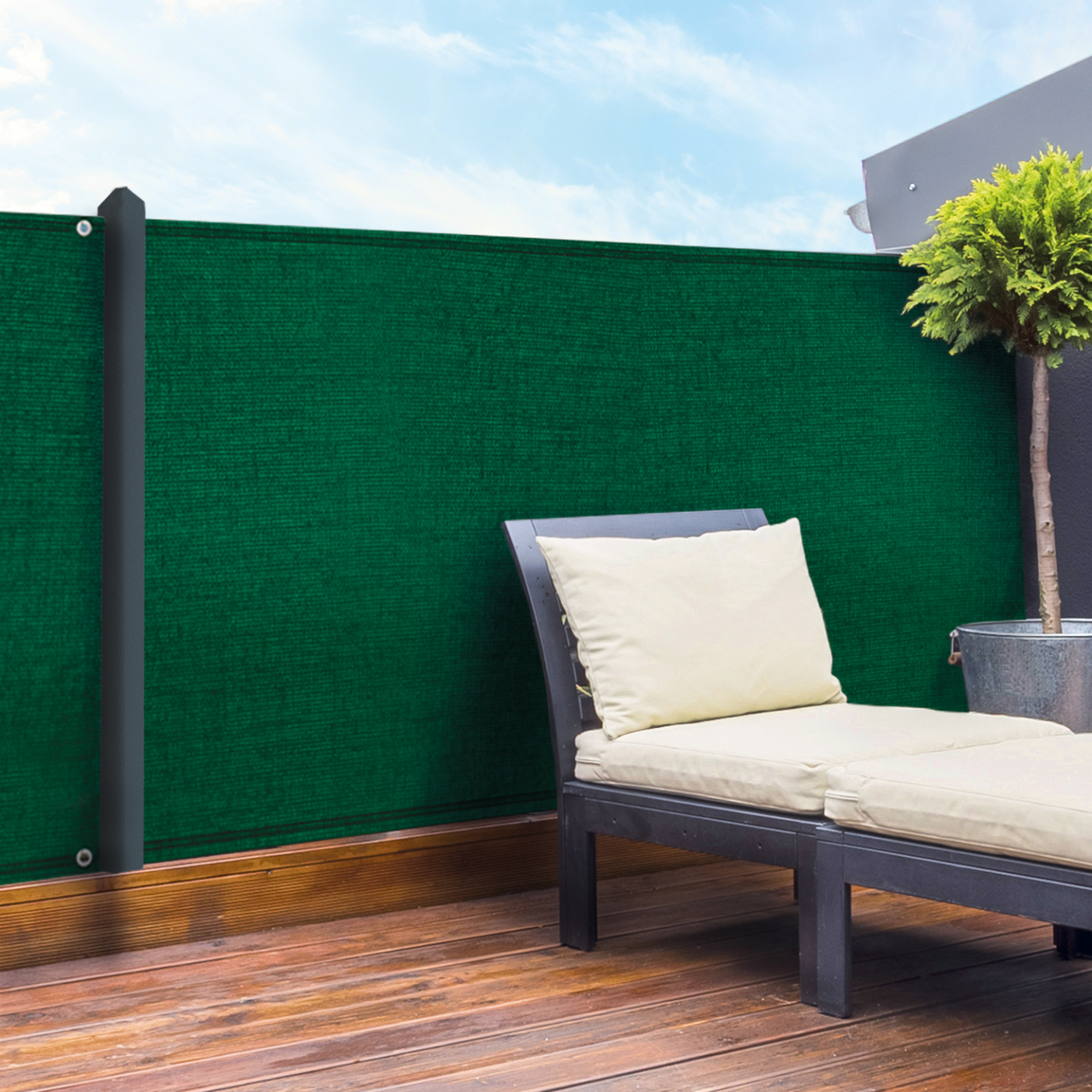 Voir la diapositive 2 : ID MARKET Brise vue renforcé 1,2 x 10 m vert 90 gr/m² classique