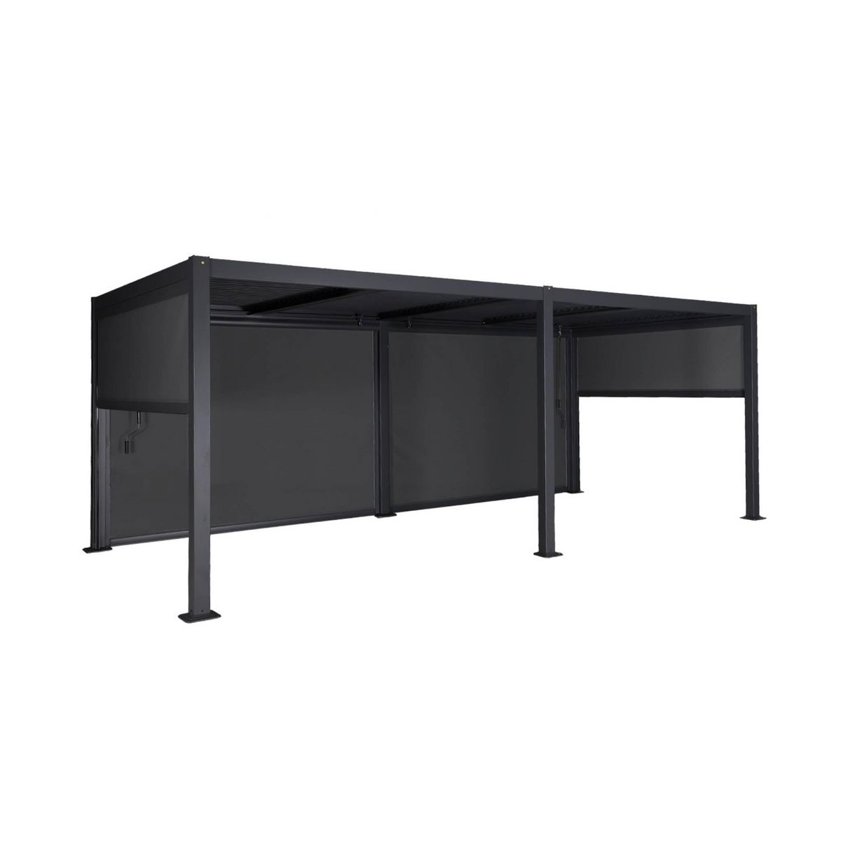 SWEEEK Pergola bioclimatique aluminium et acier 3x6m lames orientables + 4 stores 3m PALACE anthracite