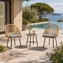 Voir la diapositive 2 : CONCEPT USINE Ensemble de jardin 2 fauteuils et table basse effet rotin naturel IPANEMA