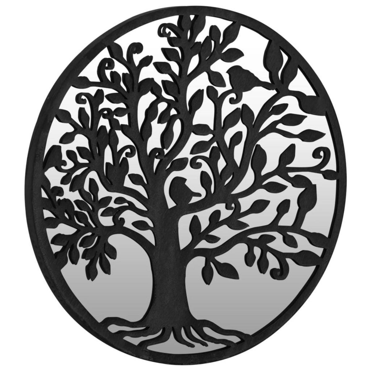 VIDAXL Miroir de jardin Noir 60x2,5 cm Fer Rond utilisation exterieure