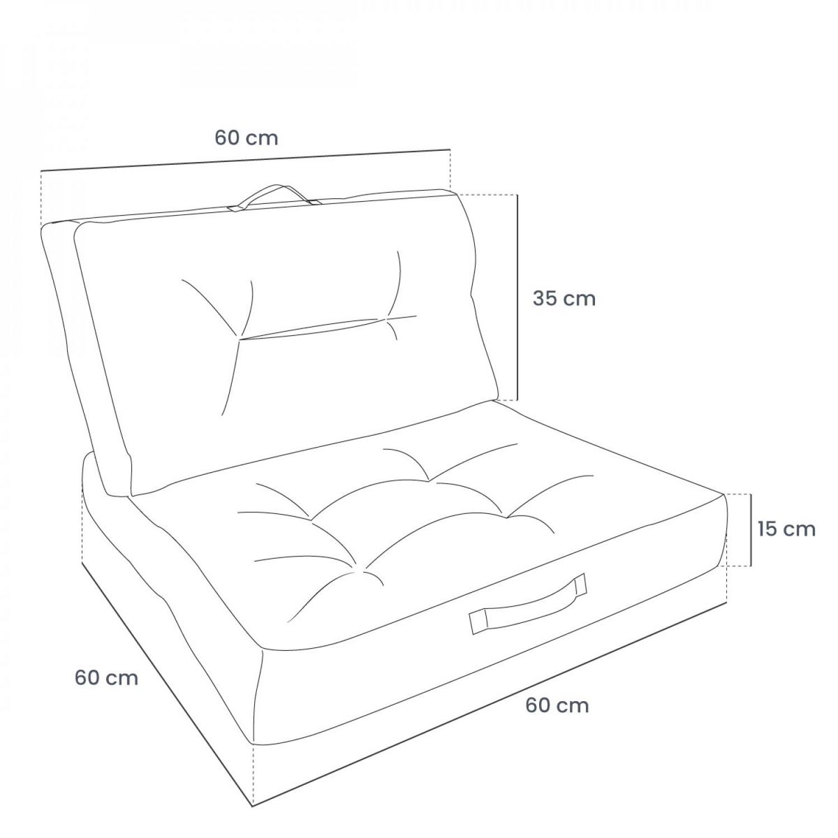 LINXOR Kit de coussins pour salon de jardin capitonnés - 60 x 60 cm