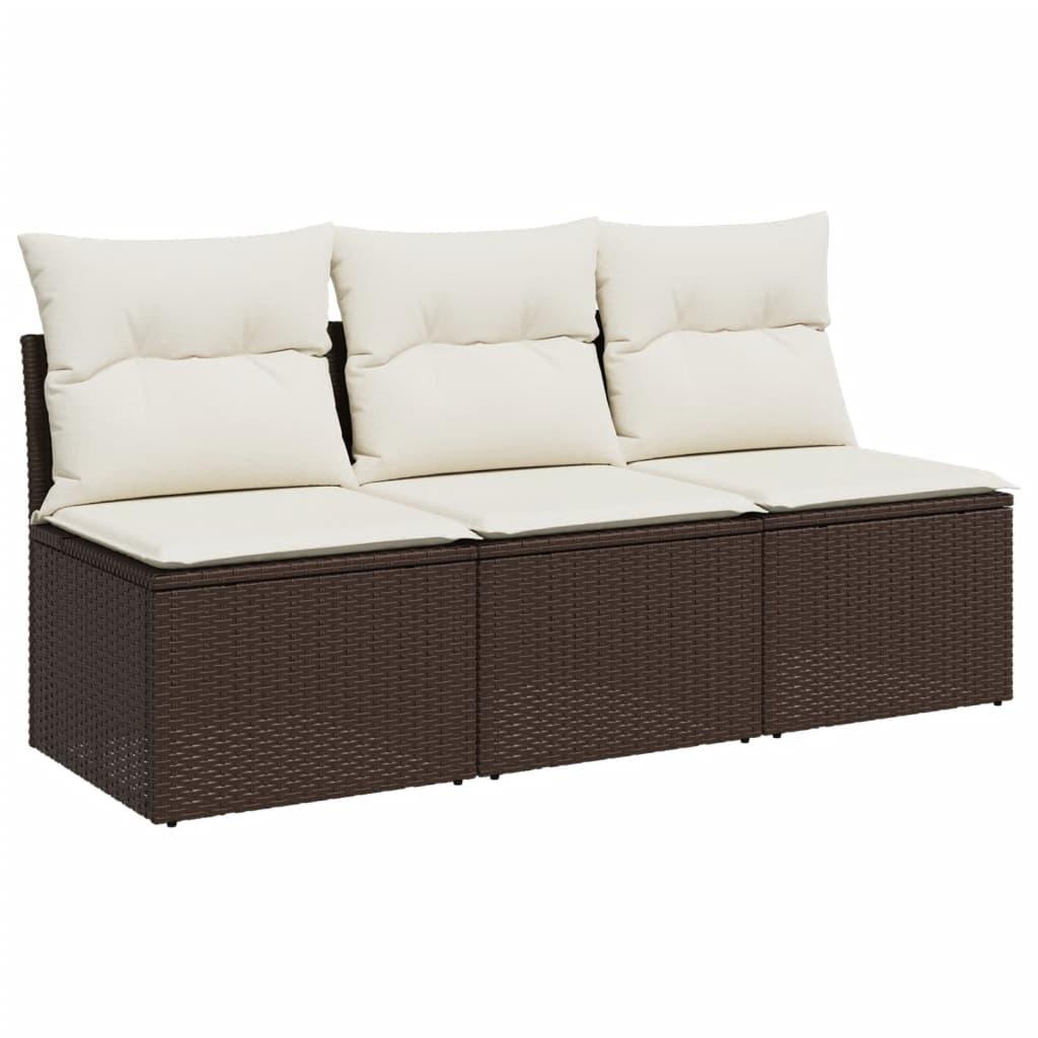 Voir la diapositive 2 : VIDAXL Canape de jardin avec coussins 3 places brun resine tressee