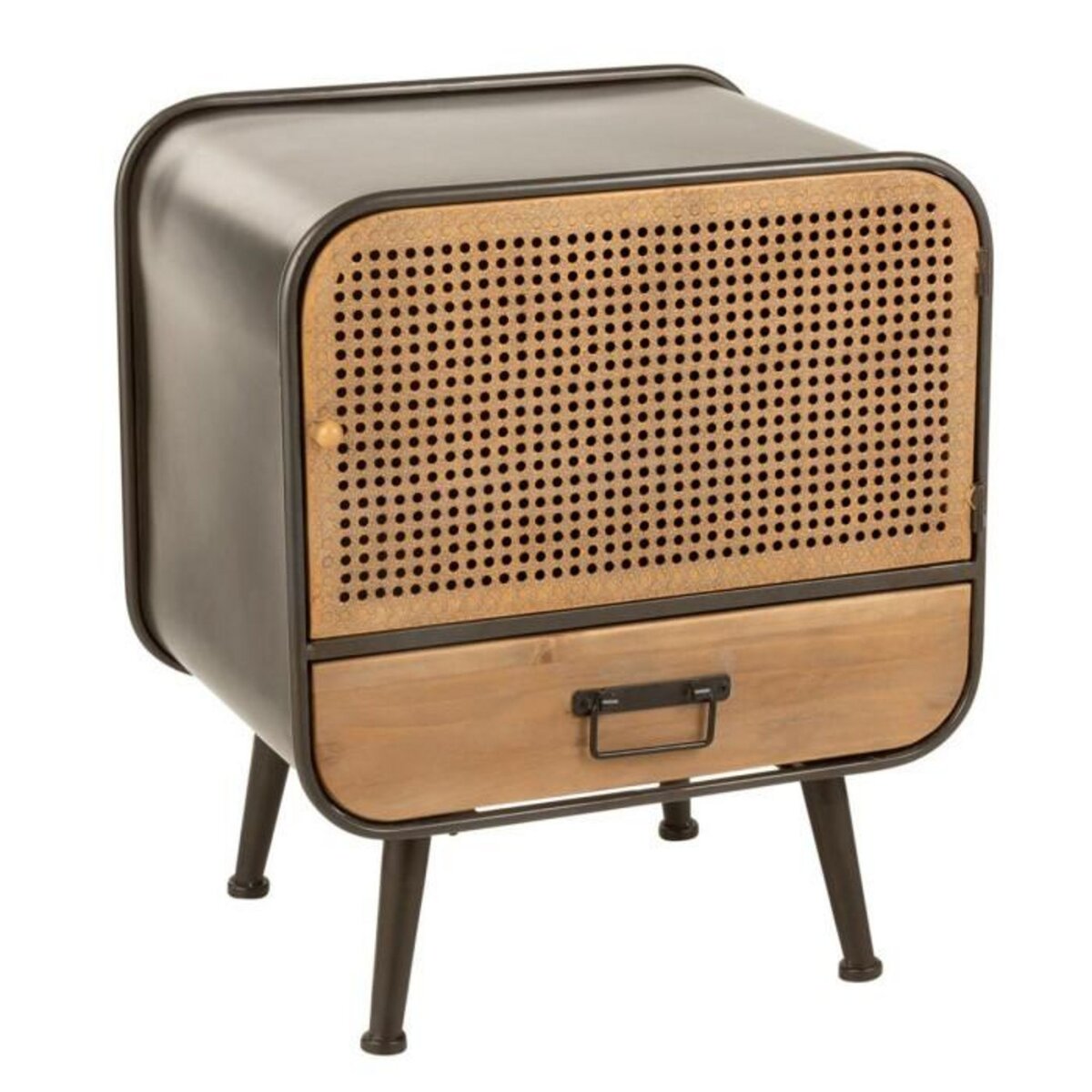 Paris Prix Table d'Appoint 1 Tiroir  Loca  60cm Naturel & Noir