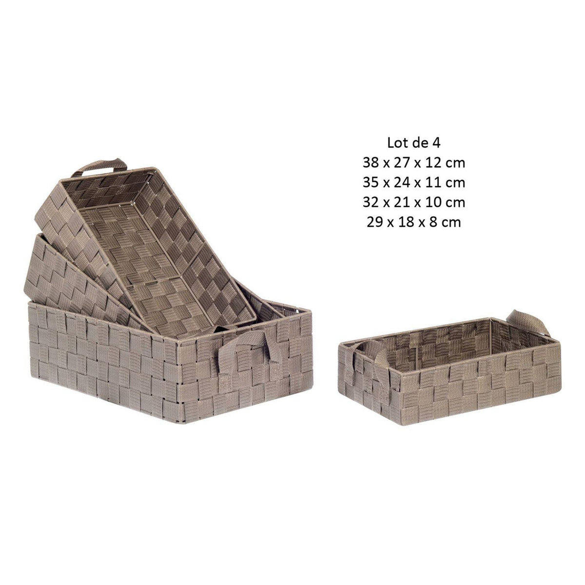 TOILINUX Lot de 4 Paniers avec 2 sangles en Polypropylène et Métal
