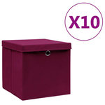 VIDAXL Boîtes de rangement et couvercles 10 pcs 28x28x28cm Rouge fonce