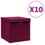 Voir la diapositive 1 : VIDAXL Boîtes de rangement et couvercles 10 pcs 28x28x28cm Rouge fonce