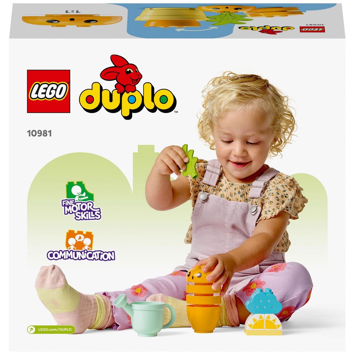 LEGO DUPLO 10981 - La carotte qui pousse, Jouet à Empiler pour Bébés Dès 1,5 An avec 4 Briques Végétales, Jouet Éducatif avec Légumes, et Arrosoir