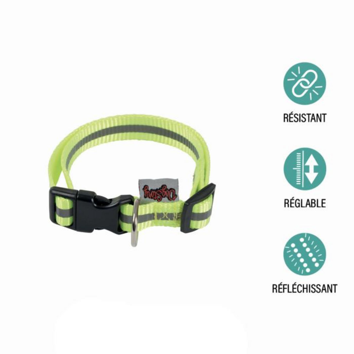 Paris Prix Collier Réglable Chien Réfléchissant  Essentiel  30-45cm Jaune