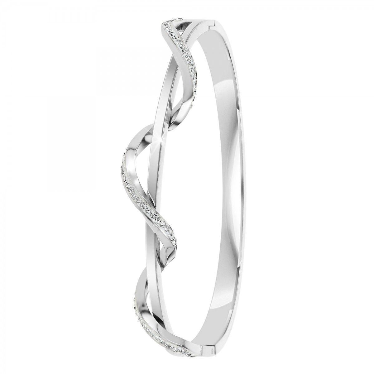 SC CRYSTAL Bracelet argenté en acier inoxydable par SC Crystal orné de cristaux scintillants