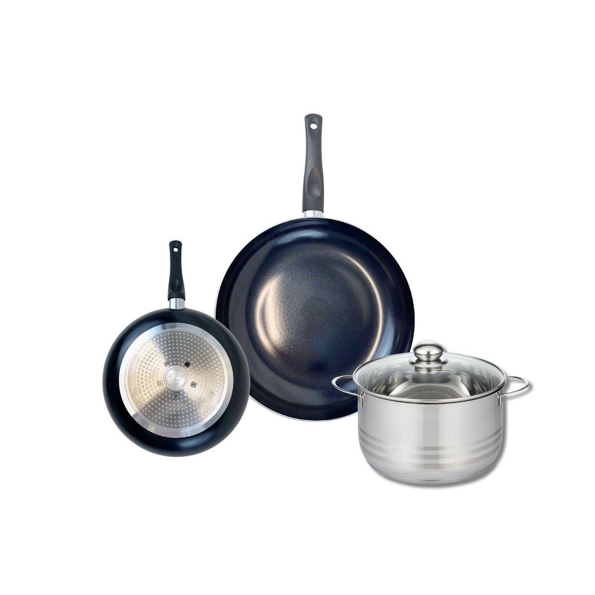 ELO Ensemble de 2 poêles de cuisson 20 et 28 cm et 1 faitout 20 cm elo prima brillant
